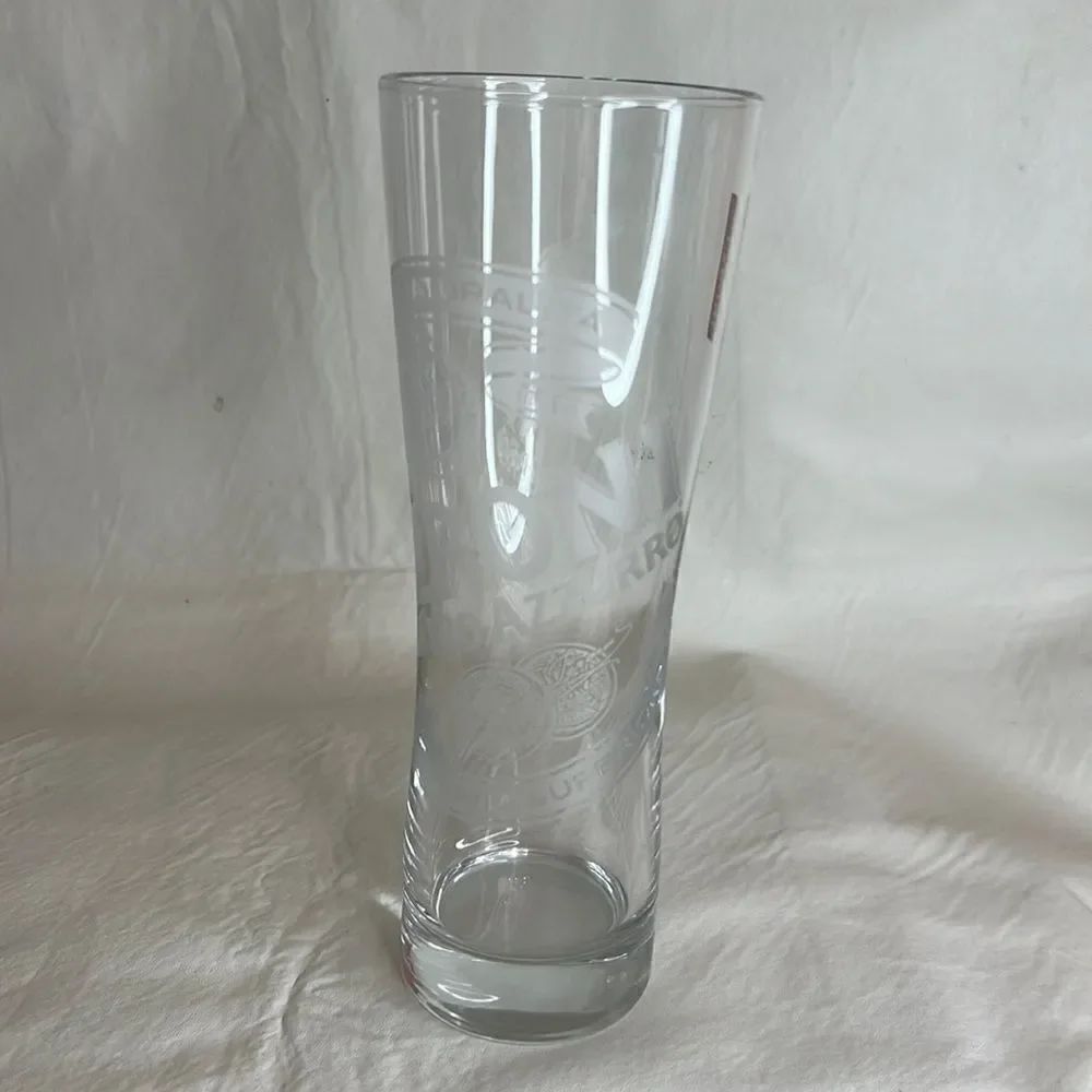 Peroni Beer Drinking Glass Clear Etched 8 1/4 Inches Tall 3 Inches Diame…
